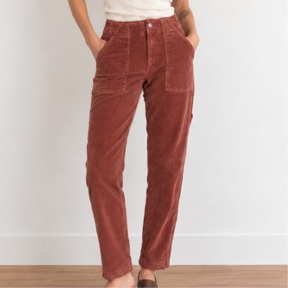 Pact Women's Classic Corduroy Peg Pant Terracotta Rust Retro Size Medium
